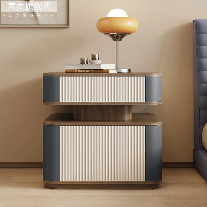 Minimalist Modern Aesthetic Bedside Table With Drawers Design Storage Nightstand Space Saving Mesa De Noche Bedroom Furniture