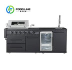 customize Outdoor Kitchen Modules Stainless Steel DIY BBQ Island Cabinets Sink Storage Grill Station for Backyard