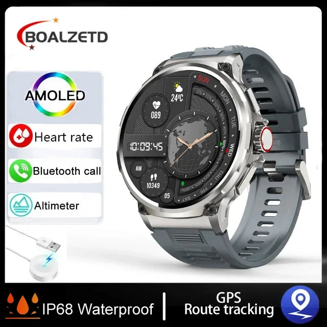 2025 GPS Track Smart Watch Men 1.85-Inch HD AMOLED Screen 360*360 Mah Battery Sport Bluetooth Call sports Smartwatch New Gift