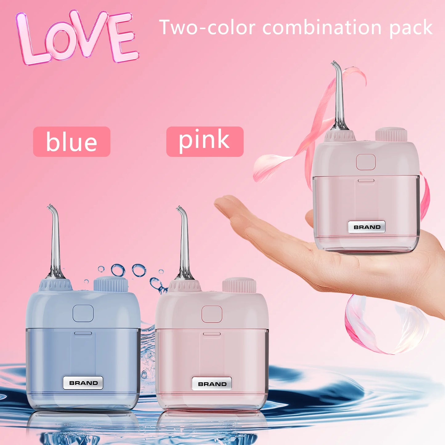 YUESI Mini Electric Water Flosser Convenient For Travel Portable Teeth Cleaner 2 Jet Tip 4 Modes Irrigator Dental Teeth Clean