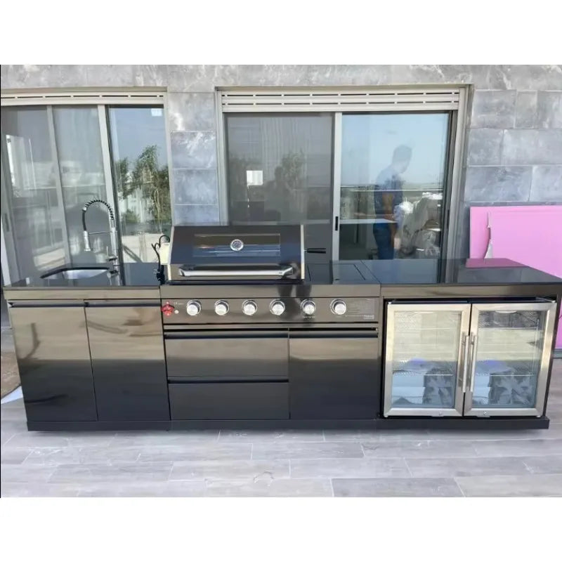Customized Industrial Durable Outdoor Kitchen Cabinetry Complete BBQ Grill & Sink Unit for Residential & Commercial Use