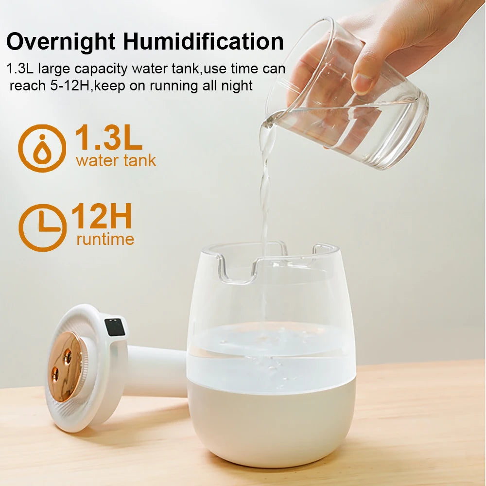 Air Humidifier 1300ml Large Capacity Aroma Humidifier Double Nozzle Es