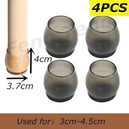 6 Size 4pcs black anti slip chair cover leg caps rubber floor feet protector pads furniture chaises sofa chaises legs fittings
