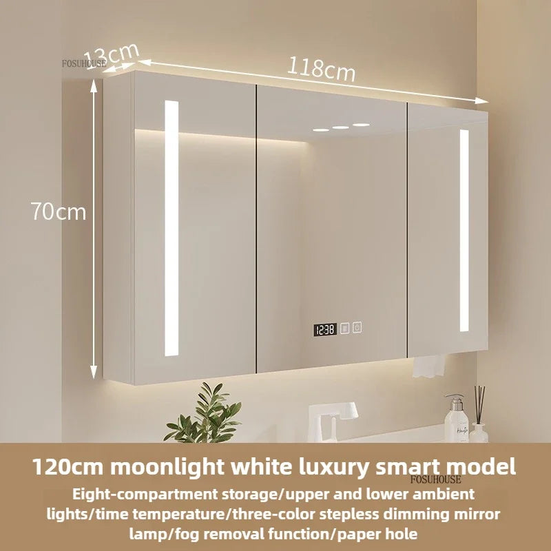 Bathroom Wall Mounted Mirror Cabinet Modern Smart Bathroom Cabinets with Mirror Creative Bathroom Storage Cabinet Home Furniture