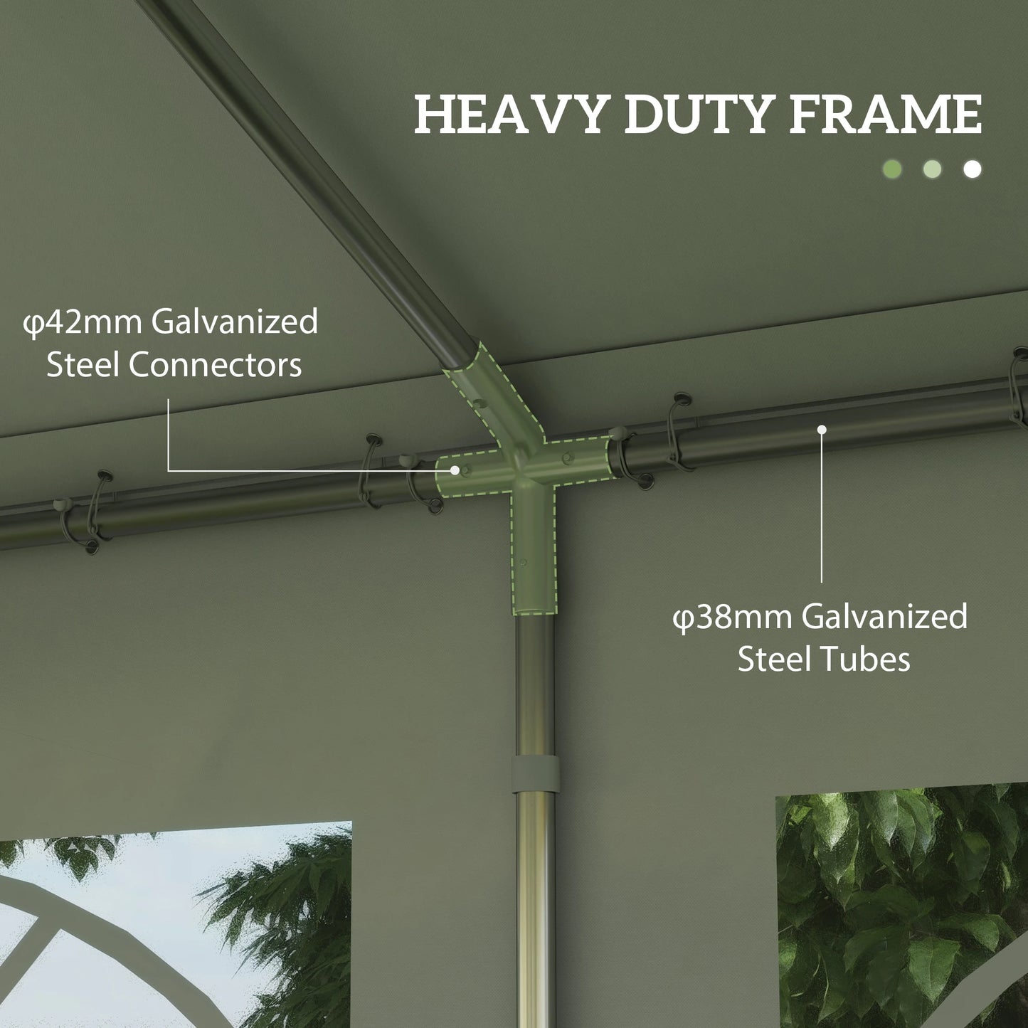 Outsunny 6m Garden Gazebo Portable Carport Shelter w/ Removable Sidewalls&Doors