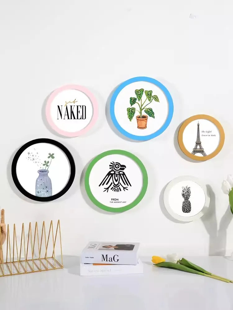 Simple circular photo frame 6 inches, 7, 8, 10, 12 inches, hanging wall picture frame, without painting core