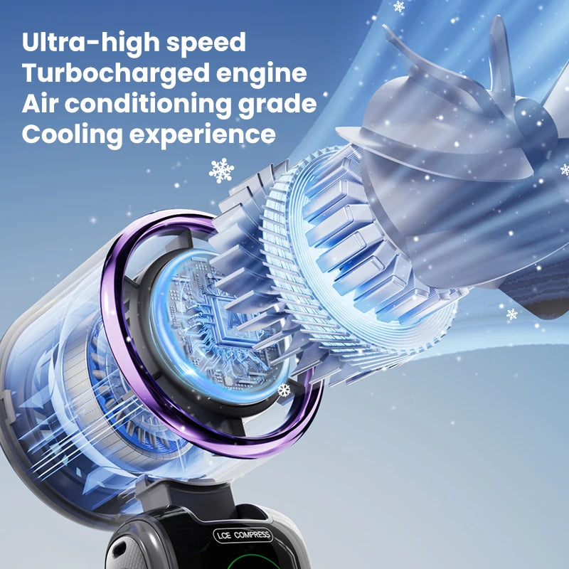 2025 New Ice Pack High Speed Handheld Eletirc Fan 100 Speed Adjustable