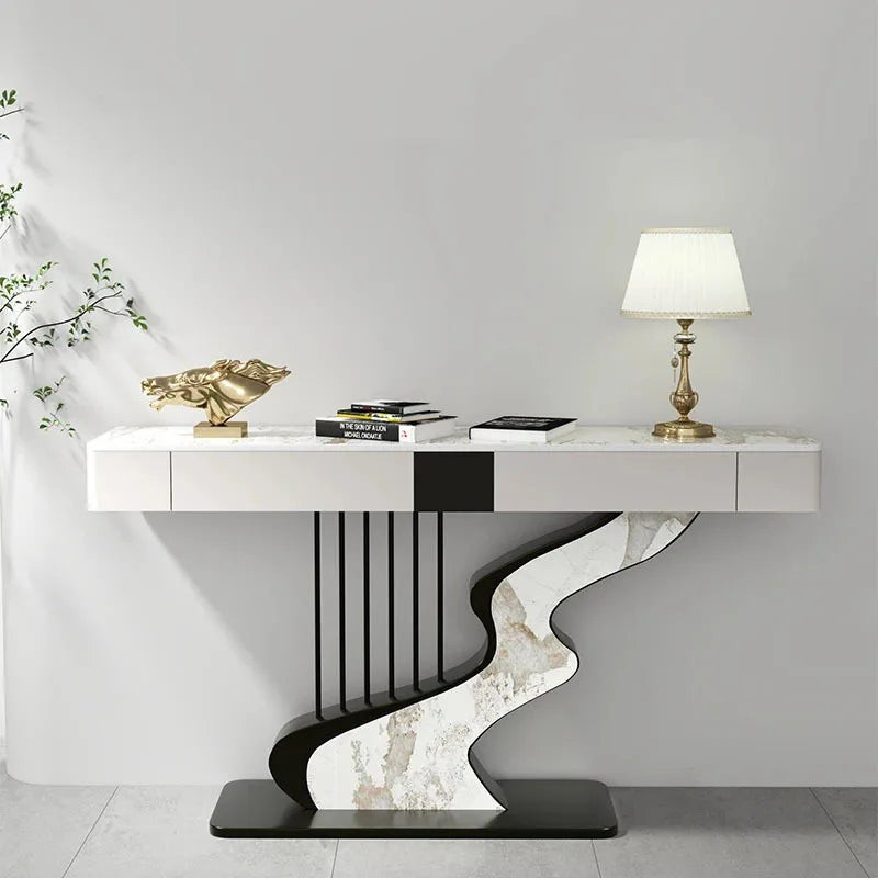 Nordic designer Fashion Wall Hall Porch Decorative Cabinet Semi-circular Slate Console Tables for Living Room Entrance Furniture