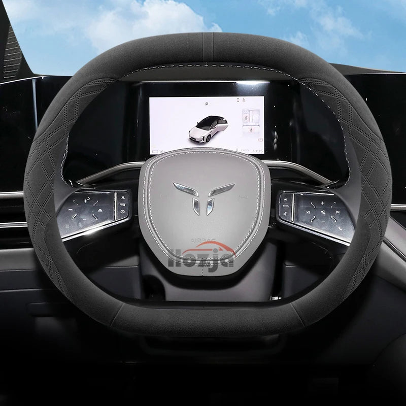 Suede Leather Car Steering Wheel Cover for Hongqi EH7 EH7pro 2024 2025 Auto Interior Accessories