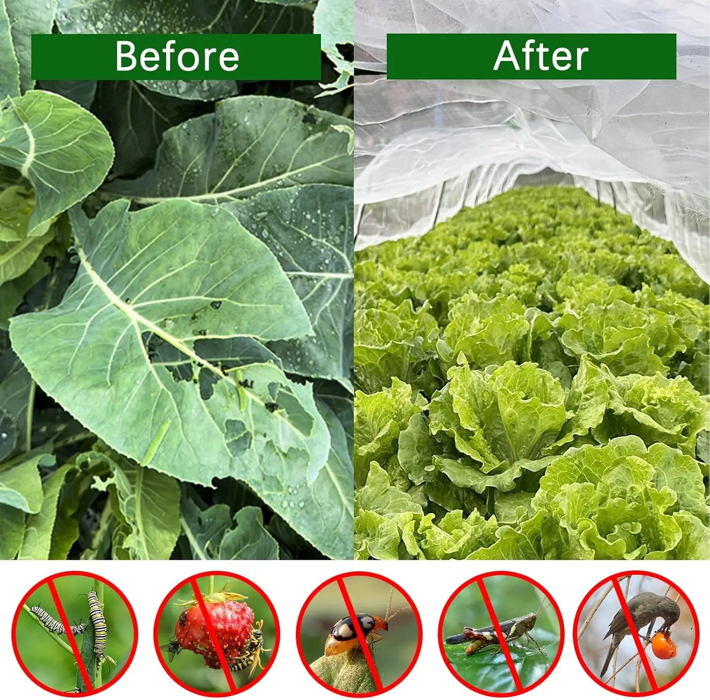 White 60 Meshs Garden Insect Protection Net for Plant Vegetables Fruit Care Cover Flowers Tiny Pests Control Anti-Bird Supplies