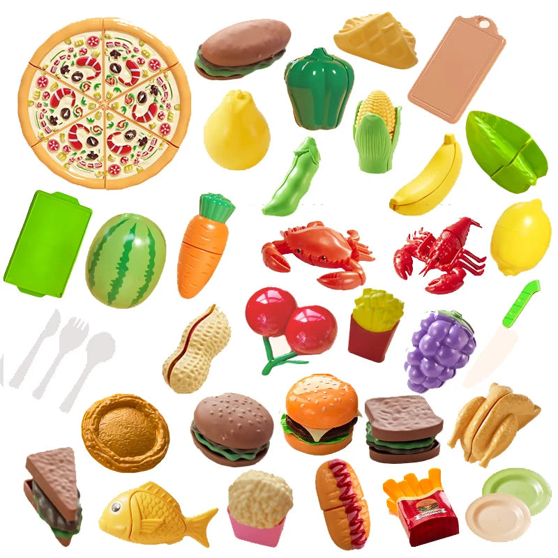 Children Kitchen Toys Set Cookware Kitchen Toys Simulated Fruits Cutting Toys Cooking Accessories for Kids Girls Christmas Gift