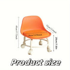 Universal Wheel Small Stool Waterproof Mobile Low Stools with Backrest Removable Seat Cushion Round Stool Household Accessories
