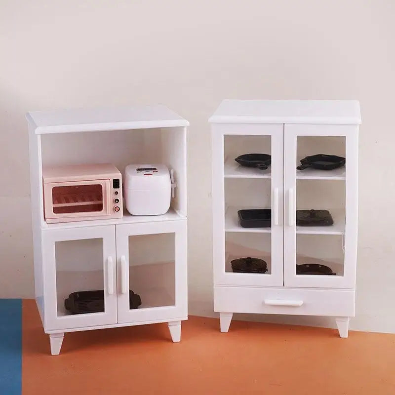 1 Set Toy Dollhouse Furniture Model Kitchen Play Kit Miniature Rice Cookers Cabinet 1:12 Mini Food Pretend Play Accessores