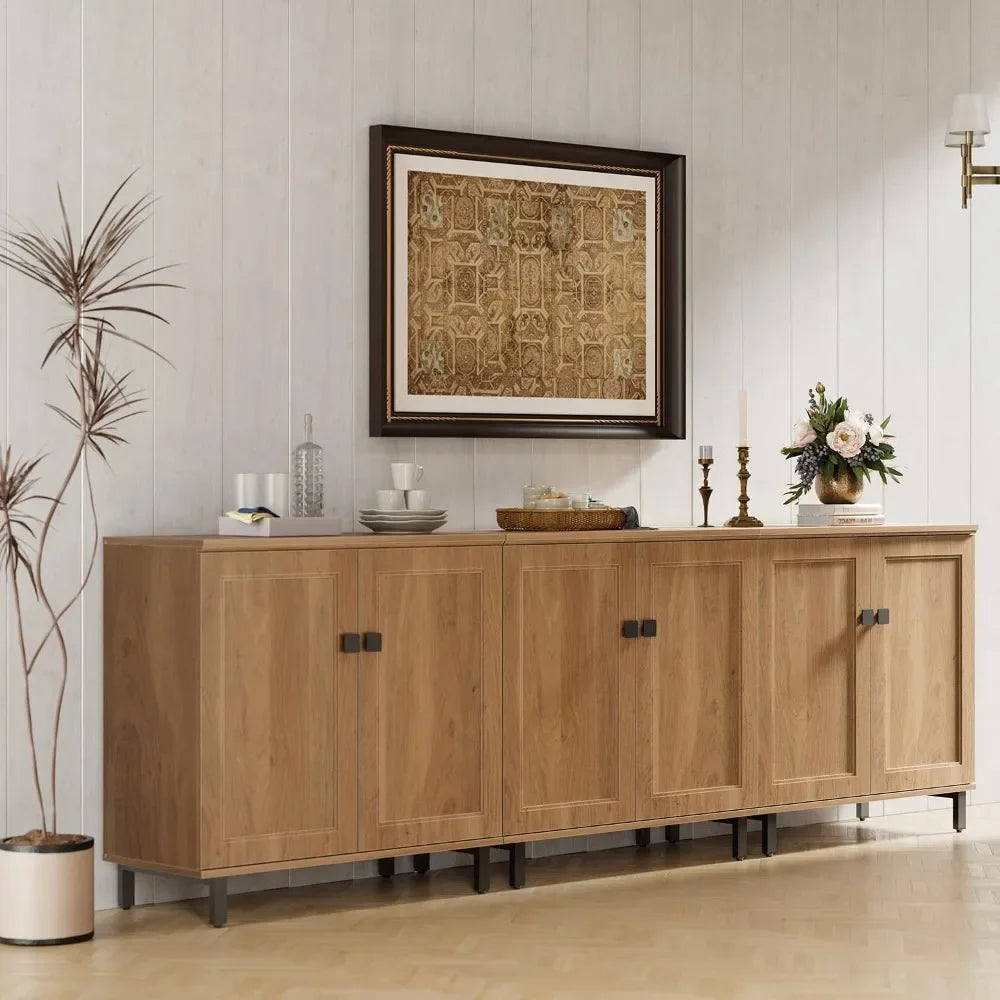Buffet Sideboard Cabinet Farmhouse Modern 3 in1 Storage Cabinet with Adjustable Shelves for Kitchen, Coffee Bar, Living Room