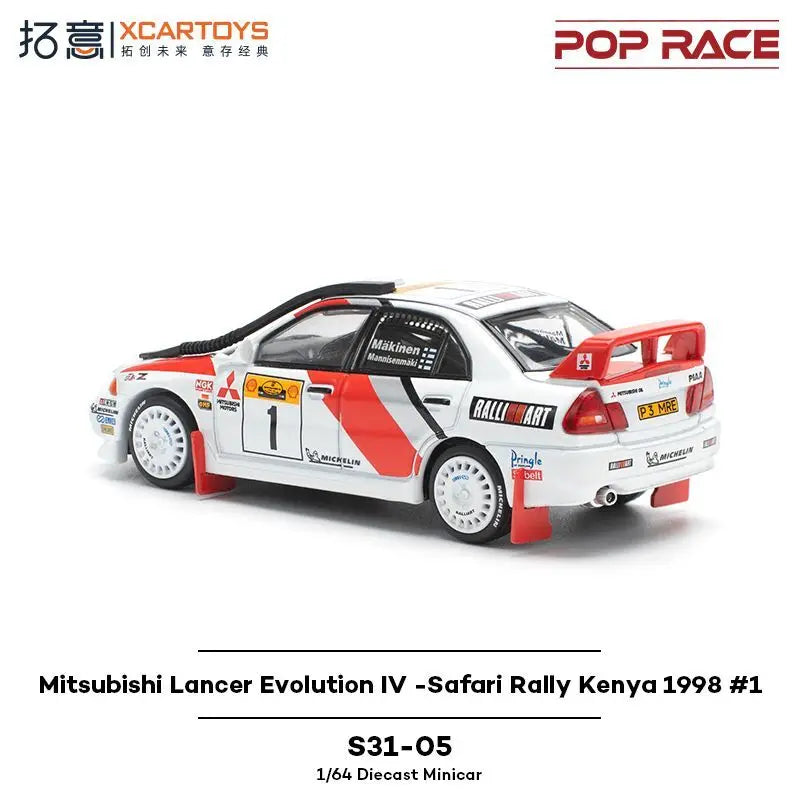 POP RACE1/64 Mitsubishi Supercar Collection Ornament Lancer Evolution IV Alloy Racing Model