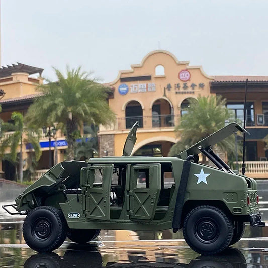 Large Size 1:18 Hummer H1 Military Explosion Proof Car Model Alloy Diecast Simulation Toy Armored Car Metal Tank Model Gift