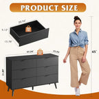 Wood Dresser Storage Organizer with Sturdy Metal Handle, TV Stand for 55 inch TV, Chest of Drawers for Living Room, Hallway