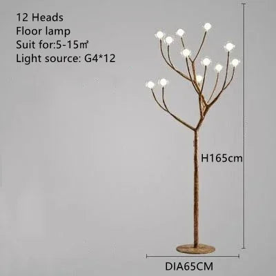 Resin Tree Branch Glass Bubble LED Pendant Chandelier for Retro Home Decor