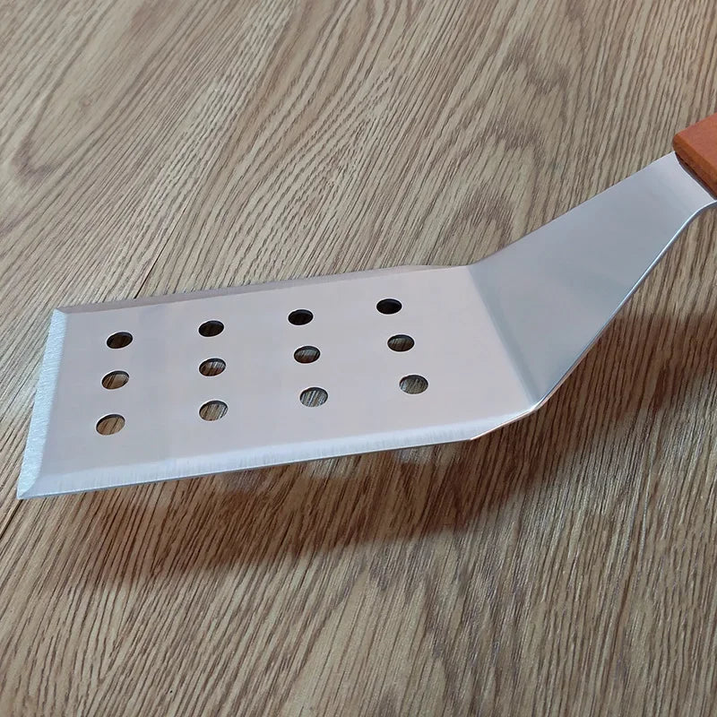 Kitchen Stainless Steel Cooking Spatula With Wooden Handle Pancake Shovel Pot Spatula Frying Fish Shovel Cooking Utensils