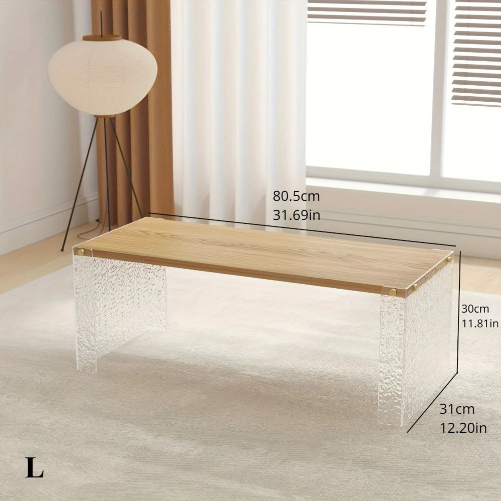 Log Style Sofa Table, Long Table for Living Room, Tea Room, and Reception Room, Acrylic + Wood, Tea Table Center Table