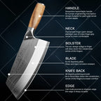 Kitchen Knife Damascus Pattern Japanese Chef Knife Stainless Steel Cleaver Butcher Knife Slicing Chopping Cutter Cooking Tool