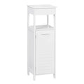 32x99x30cm White Bathroom Cabinet 4 Levels with Door Adjustable Shelf Standing Corner Cabinet for Living Room Hallway