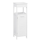 32x99x30cm White Bathroom Cabinet 4 Levels with Door Adjustable Shelf Standing Corner Cabinet for Living Room Hallway