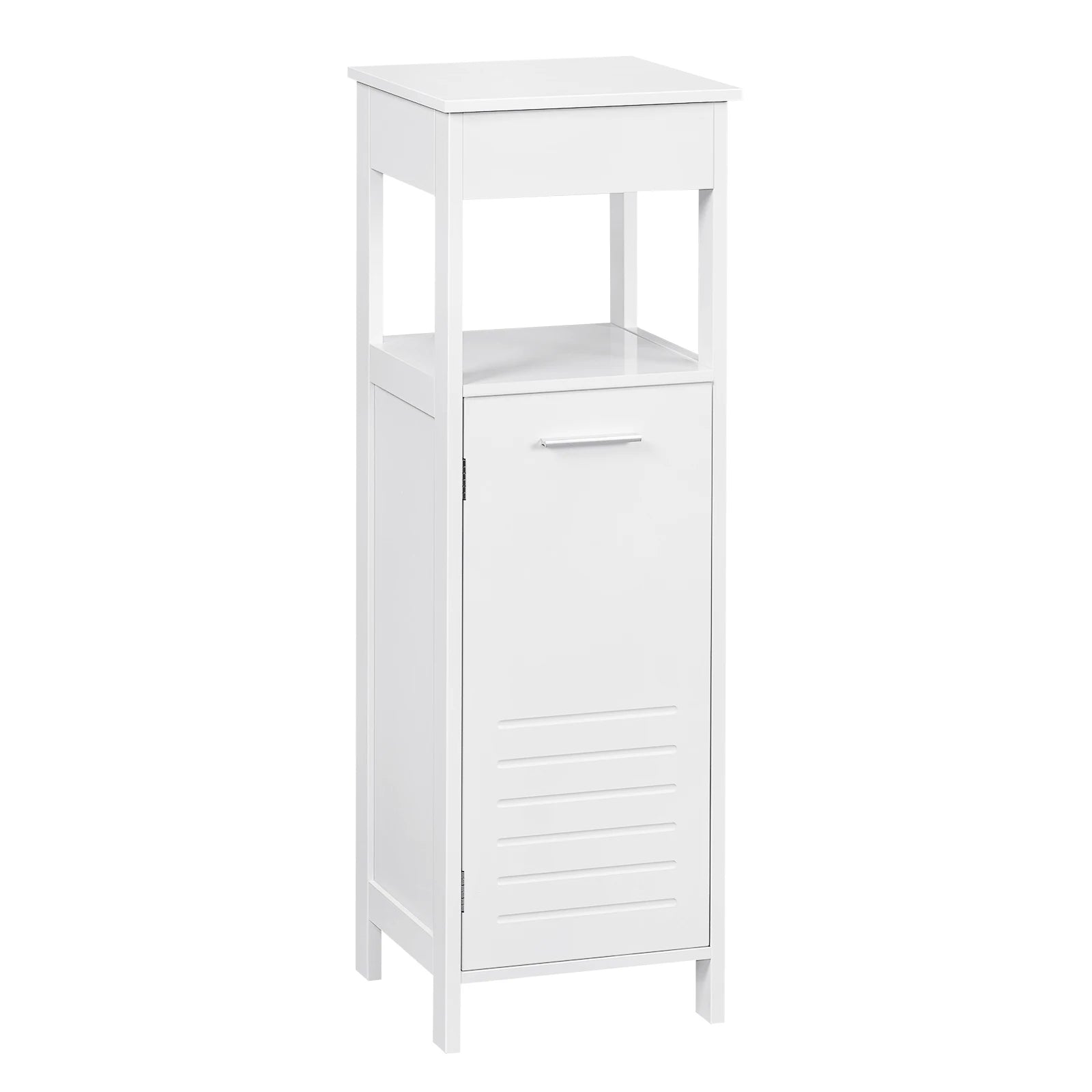 32x99x30cm White Bathroom Cabinet 4 Levels with Door Adjustable Shelf Standing Corner Cabinet for Living Room Hallway
