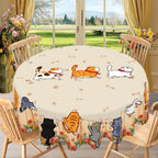 Kitchen Table Cloth Cute Cat Round Tablecloth Home Decor Available Cartoon Pattern Printed Desk Tablecloth Process Courtyard