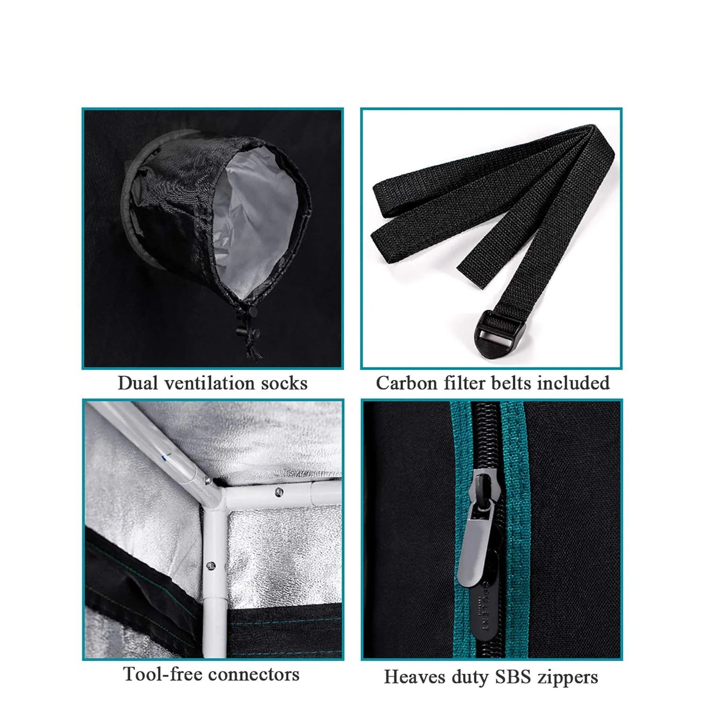 TG-60x60x160 cm plant growth tent, made of Oxford cloth, with an observation window, a tool kit and white iron pipes.