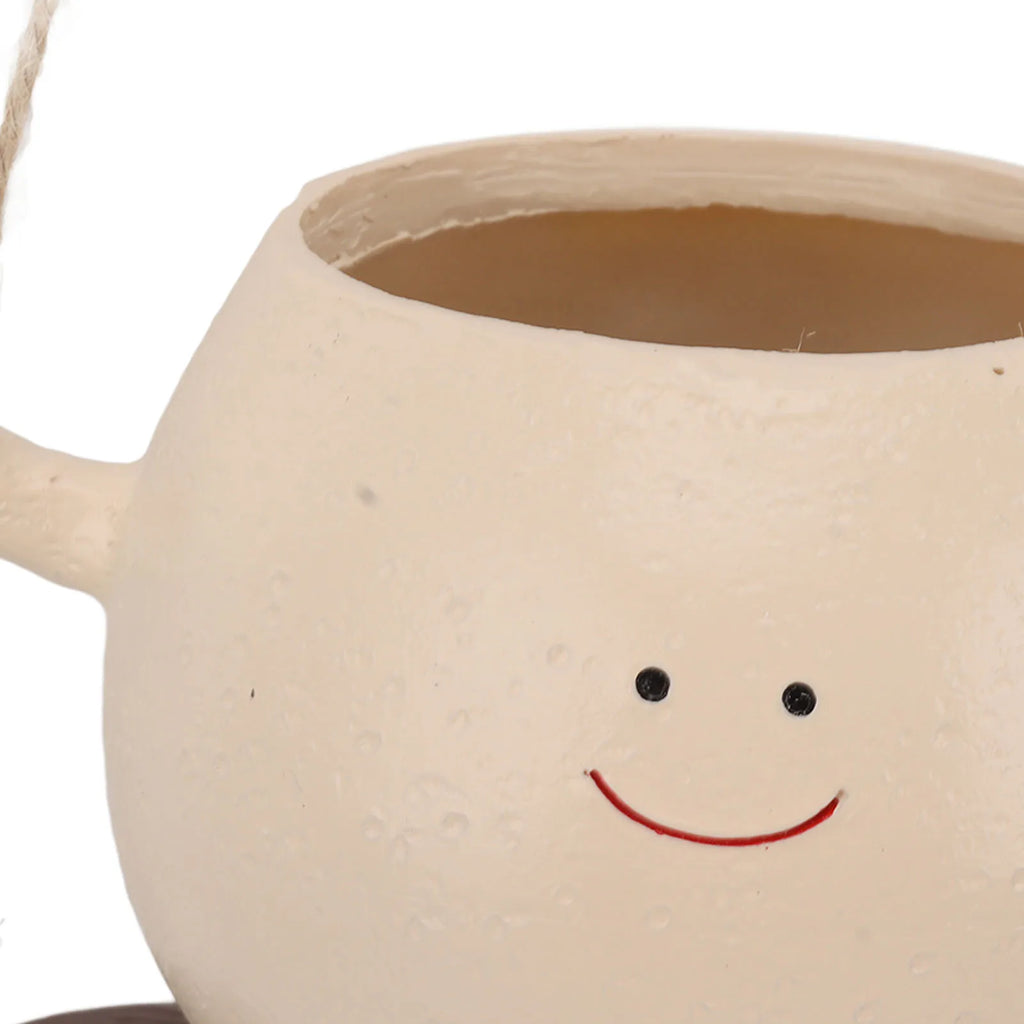 Face Head Succulent Pot, Cute Smile Plant Pot Swing Sitting Hanging Planter for Outdoor Indoor, Succulent Planter