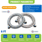 KING SMART 6 FT Washing Machine Hose; Premium Stainless Steel Braided Burst Proof for Hot and Cold Water Supply Lines; 81021