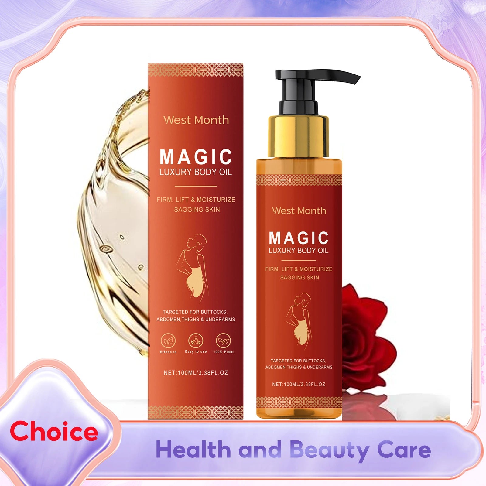 Magic Body Firming Oil Tightening Hydrating Dry Skin Anti-Aging Cellulite Remover Massage Refreshing Post-Shower Luxury Body Oil