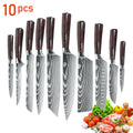 Kitchen Knives Set 10pcs Professional Chef Knives 7CR17 440C High Carbon Stainless Steel Sharp Santoku Boning Knife Gift Case Se