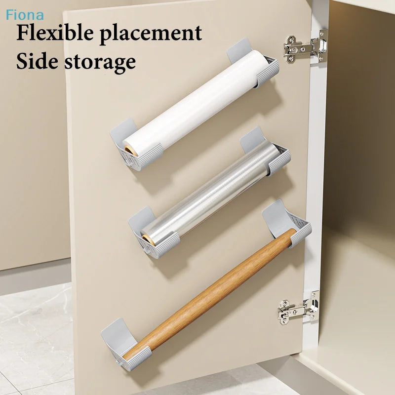 ✔No-Drill Kitchen Storage Rack Set- Multi-Functional Fresh Film & Garbage Bag Organizer For Cabinets And Refrigerator Sides