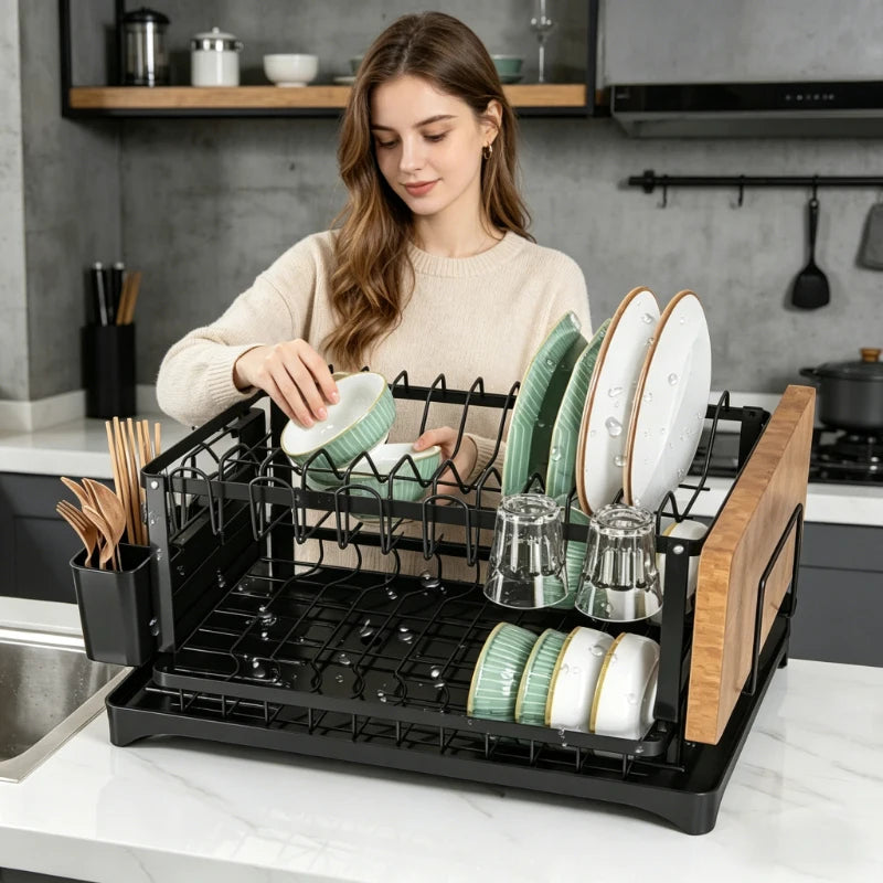 Multifunctional Kitchen Dish Drying Rack Countertop Storage Shelf Household Drain Organizer for Dishes Chopsticks Tableware