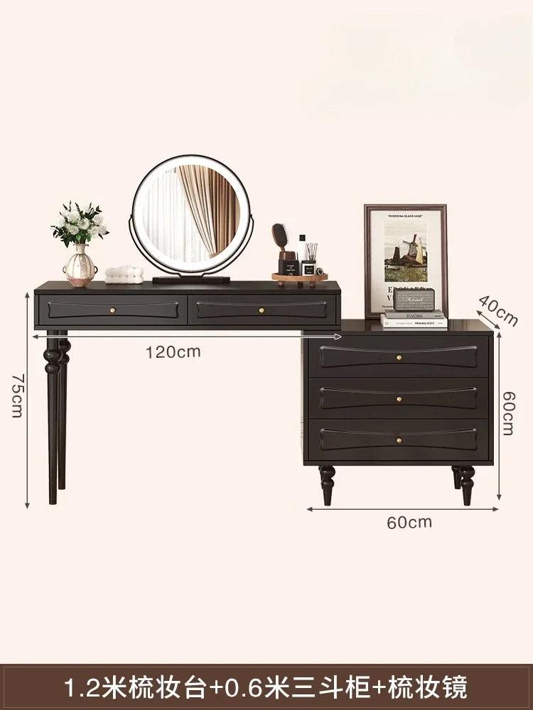 American Solid Wood Dresser Modern Simple Bedroom Vanity Table with Mirror Storage Cabinet Home Furniture Tocador Mueble FYDT