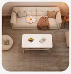 Formwell 80*50cm top 2 tier simple coffee table wood sofa table for Living Room easy assembling solid wood legs