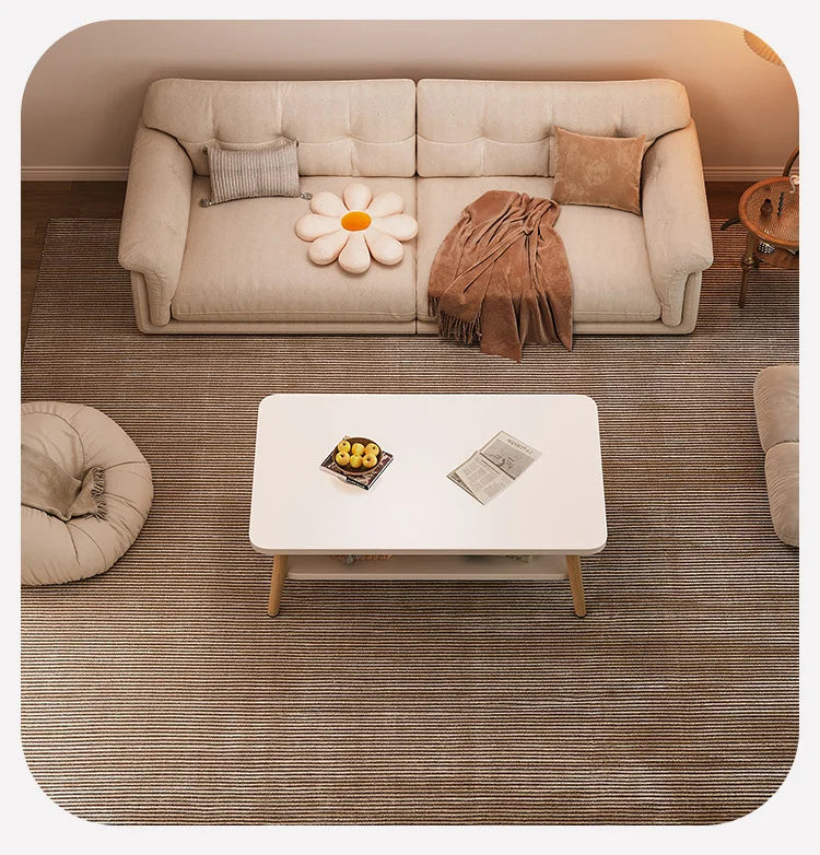 Formwell 80*50cm top 2 tier simple coffee table wood sofa table for Living Room easy assembling solid wood legs