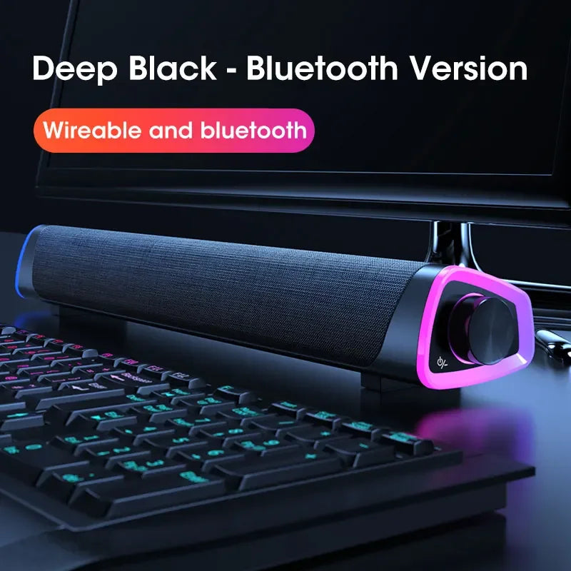 Laptop & PC Bluetooth Speaker Bar - Wired Subwoofer