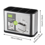 Kitchen Utensils Holder Stainless Steel Cutlery Holder with Draining Hole Anti-Slip Rustproof Cutlery Caddy for Spoons Forks