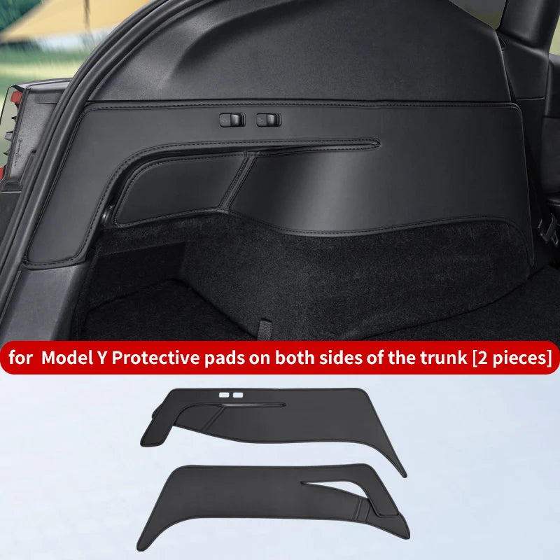 for  Tesla Model Y, protective pads on both sides of the trunk, anti kick pad on the rear trunk, protective panel, 2-piece set