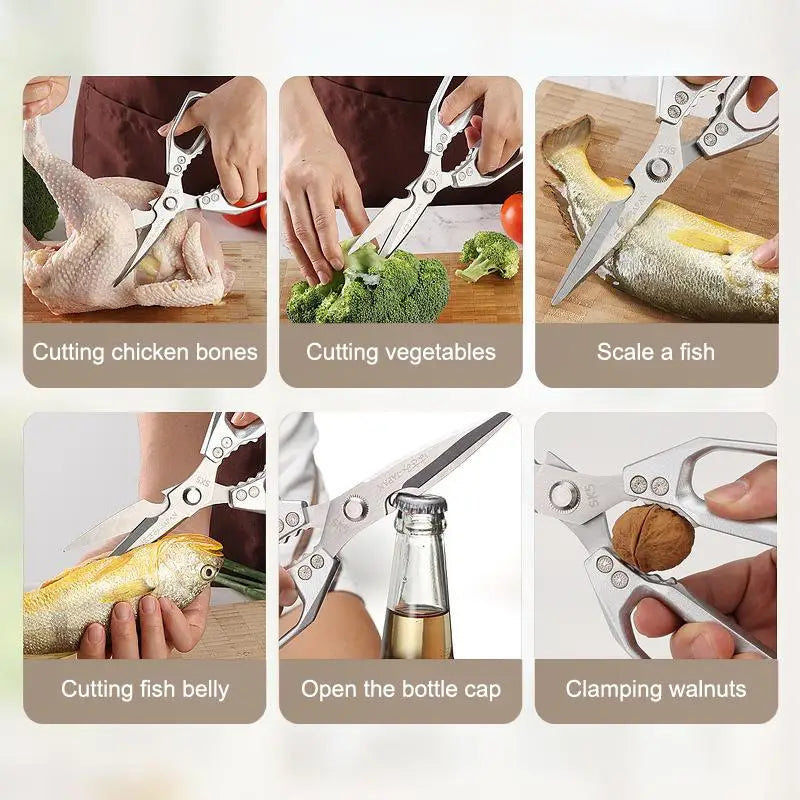 Kitchen Scissors Heavy Duty Multi Functional - High Hardness Sharp Stainless Steel For Cutting Chicken Fish Duck Tool