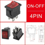 10/30/100Pcs KCD1 Snap-in Boat Rocker Switch Toggle Power SPST ON-OFF 2/3/4 Pin AC 250V 6A 125V 10A 2Pin Position Snap Switch