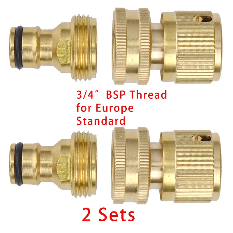 Heavy Duty Brass 1-2-4 way Splitter Garden Hose Hexagonal Connector with Comfortable Grip Shut Off Valves Adapter for Water Tap