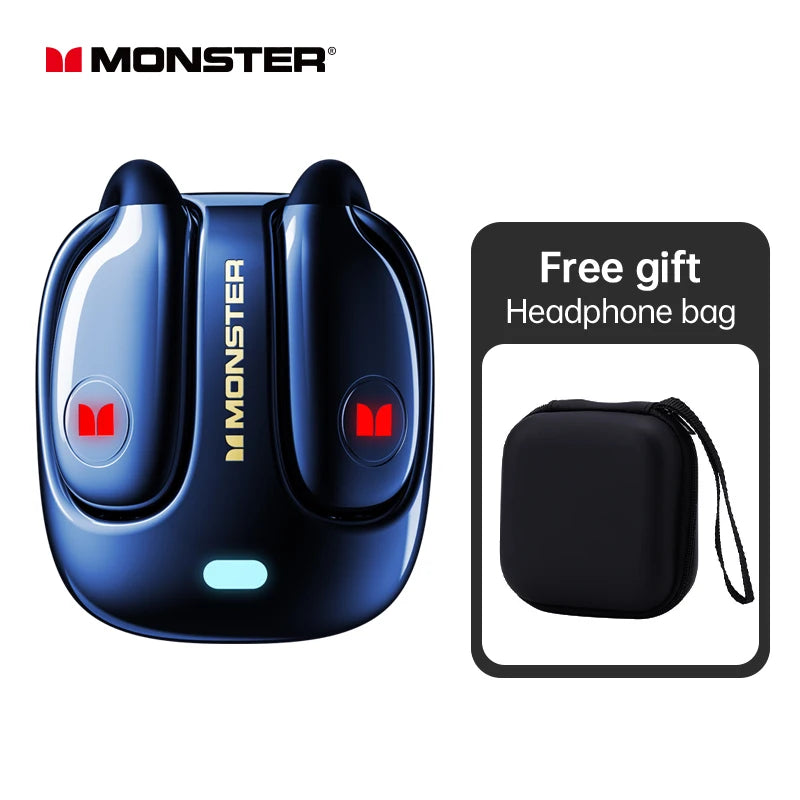 Monster MQO22 TWS Bluetooth Earphones Clip Design Touch HD Call With Mic Headphones Sports Gaming Headset