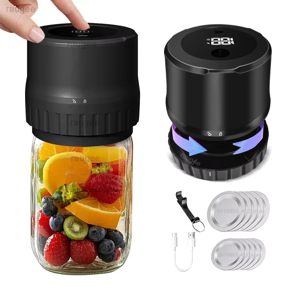 Electric Jar Vacuum Sealer Kit for Food Storage 1200mAh Vacuum Sealing Machine for Wide Mouth and Regular Mouth Jars