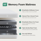 Comfort Memory Foam Mattress, 10 Inch Mattress with High-Density Support Foam for Pressure Relief & Contour Support Mattresses