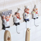 New Concise Design Kitchen Creative Chef Cartoon Storage Rack Hooks Wall Hanger Kitchen Hooks For Utensils Home Supplies