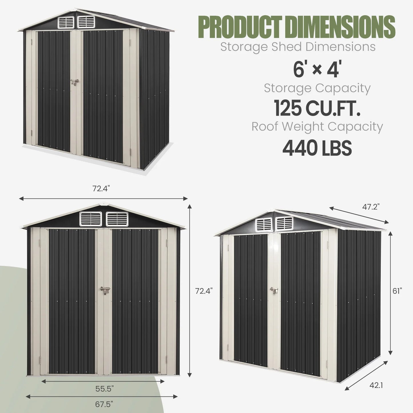 6x4 FT Outdoor Storage Shed, Metal Garden Shed with Lockable Door, Anti-Corrosion Tool Shed with Sloping Roof, for Backyard Pati